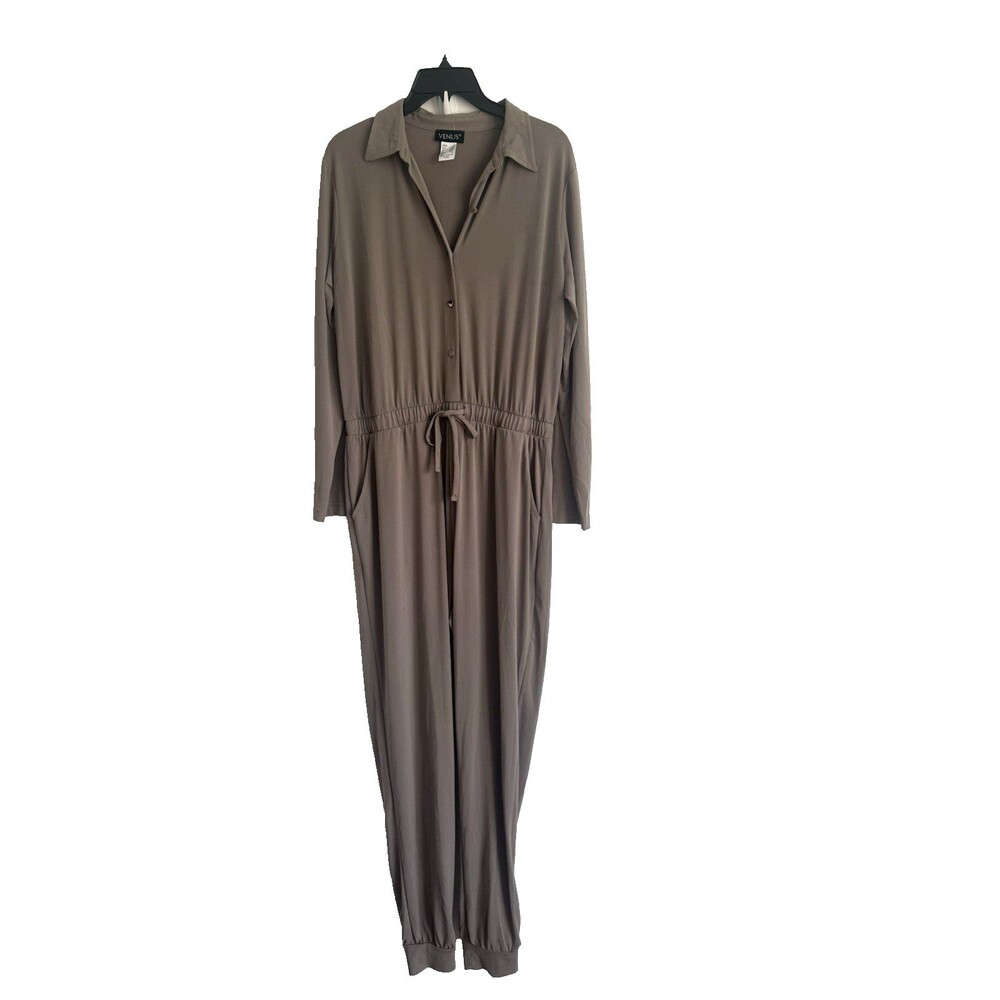 Venus Olive Green Jumpsuit One Piece Party Tie Waist Size Medium